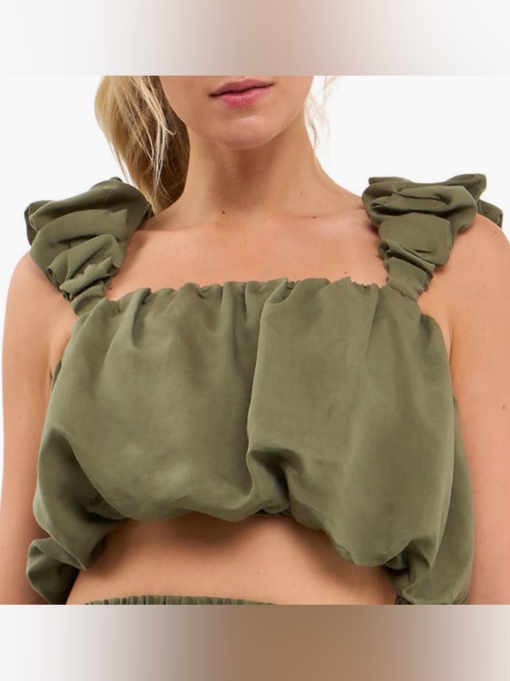 Endless Rose Olive Bubble Crop Tank
